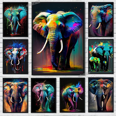 Vibrant Abstract Elephant Canvas Wall Art - InspiredGrabs.com